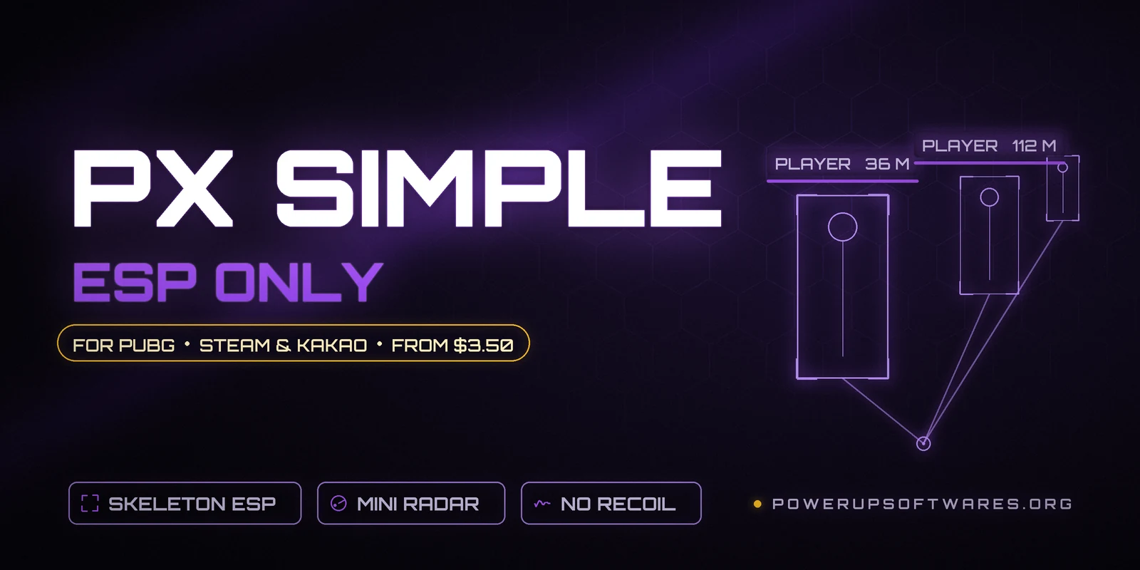 PX Simple ESP PUBG cheat – skeleton ESP, mini radar and recoil control